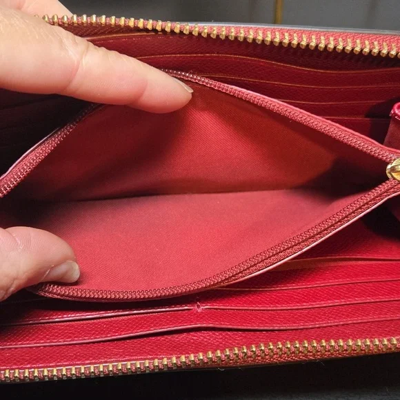 COACH RED LONG ZIP WALLET - Picture 7 of 11